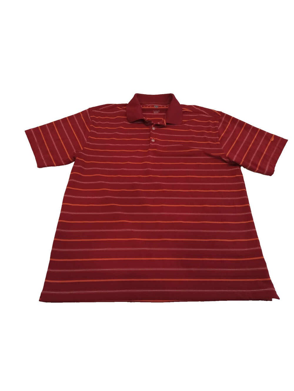 Nike Golf Shirt Mens Large Red Orange Striped Dri-FIT Tour Performance Polo L